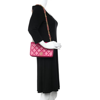 Chanel Lambskin Quilted On And On Small Chain Flap Fuchsia 2 of 12