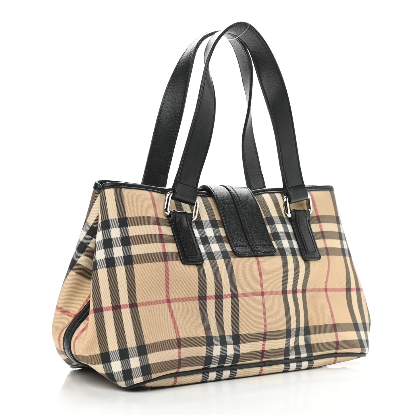 House Check Buckle Tote Black