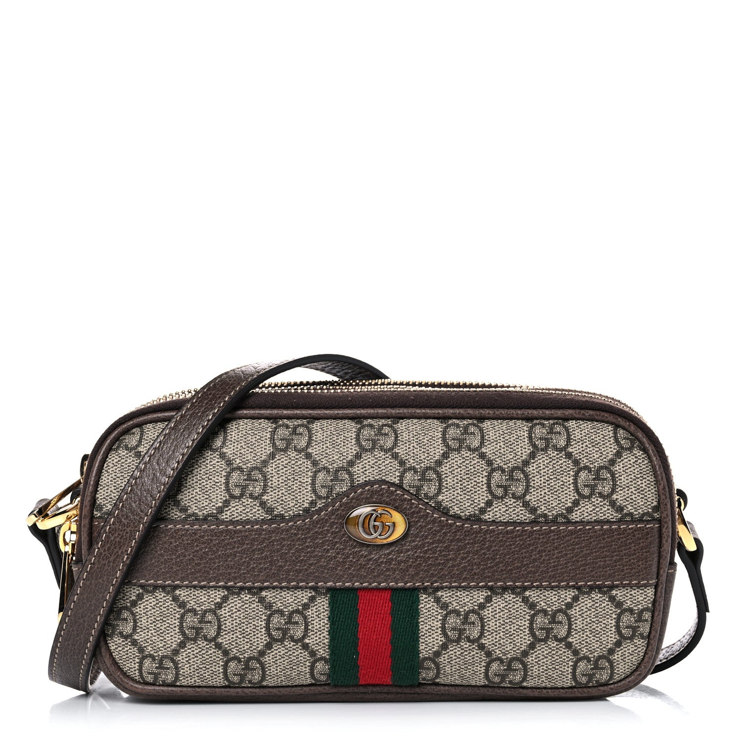 Gucci GG Supreme Monogram Web Mini Ophidia GG Bag Brown 1 of 14