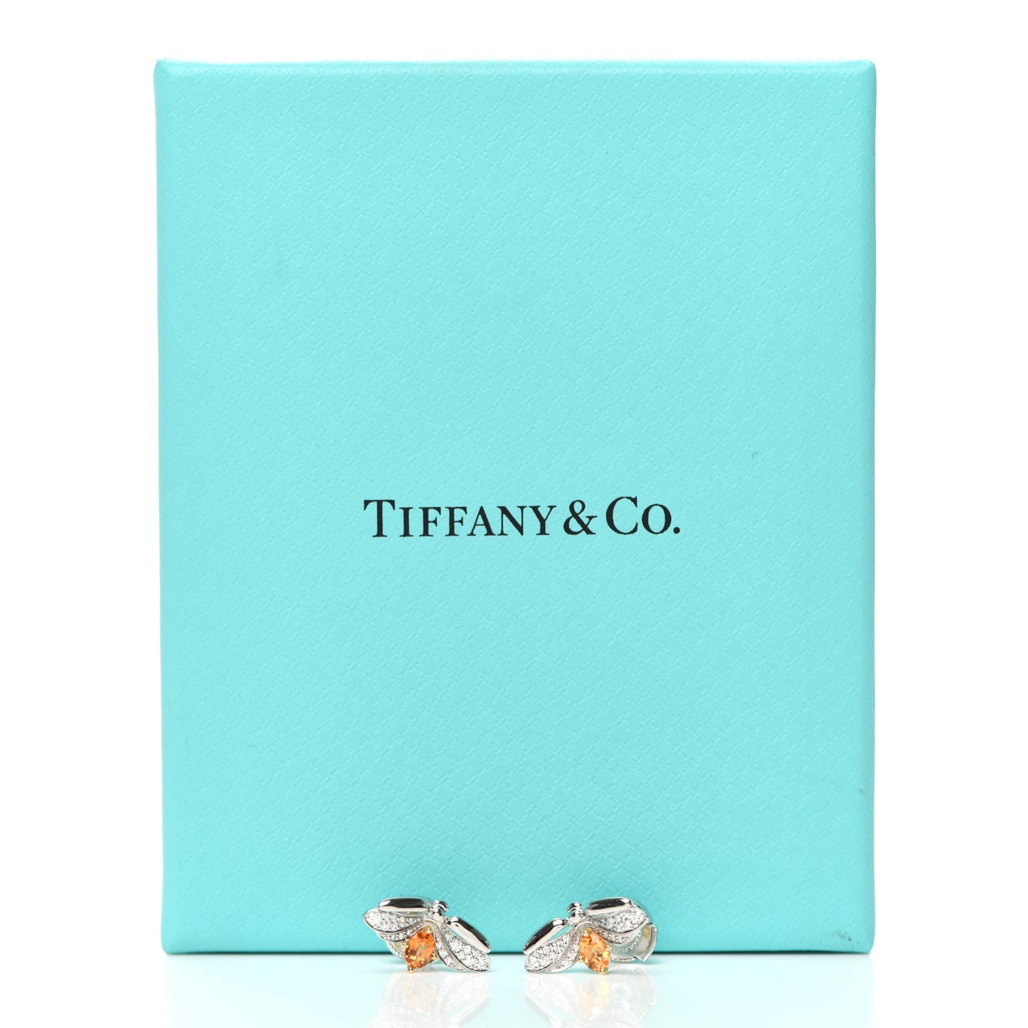 Platinum 18K Yellow Gold Diamond Spessartine Paper Flowers Firefly Earrings