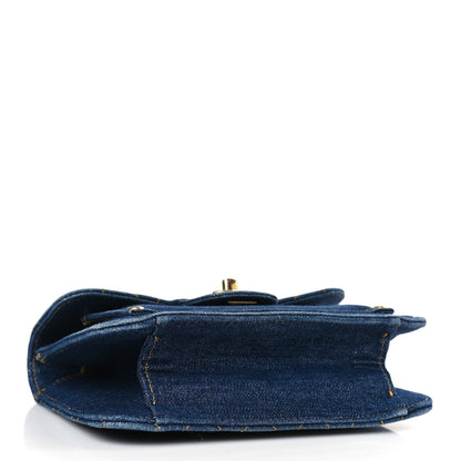 Chanel Denim Quilted Double You Mini Flap Blue Golden 4 of 9