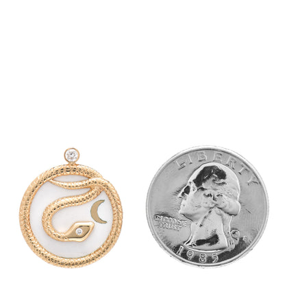 Foundrae 18K Yellow Gold Diamond Champleve Enamel Medium Wholeness Snake Medallion Pendant 2 of 3