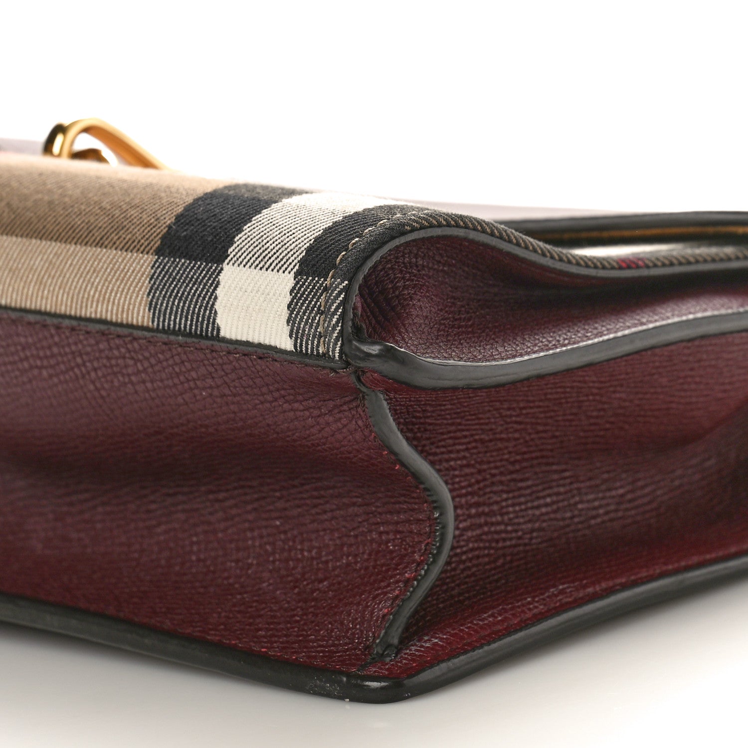 Burberry Derby Calfskin House Check Small Macken Crossbody Bag Mahogany Red 10 of 10