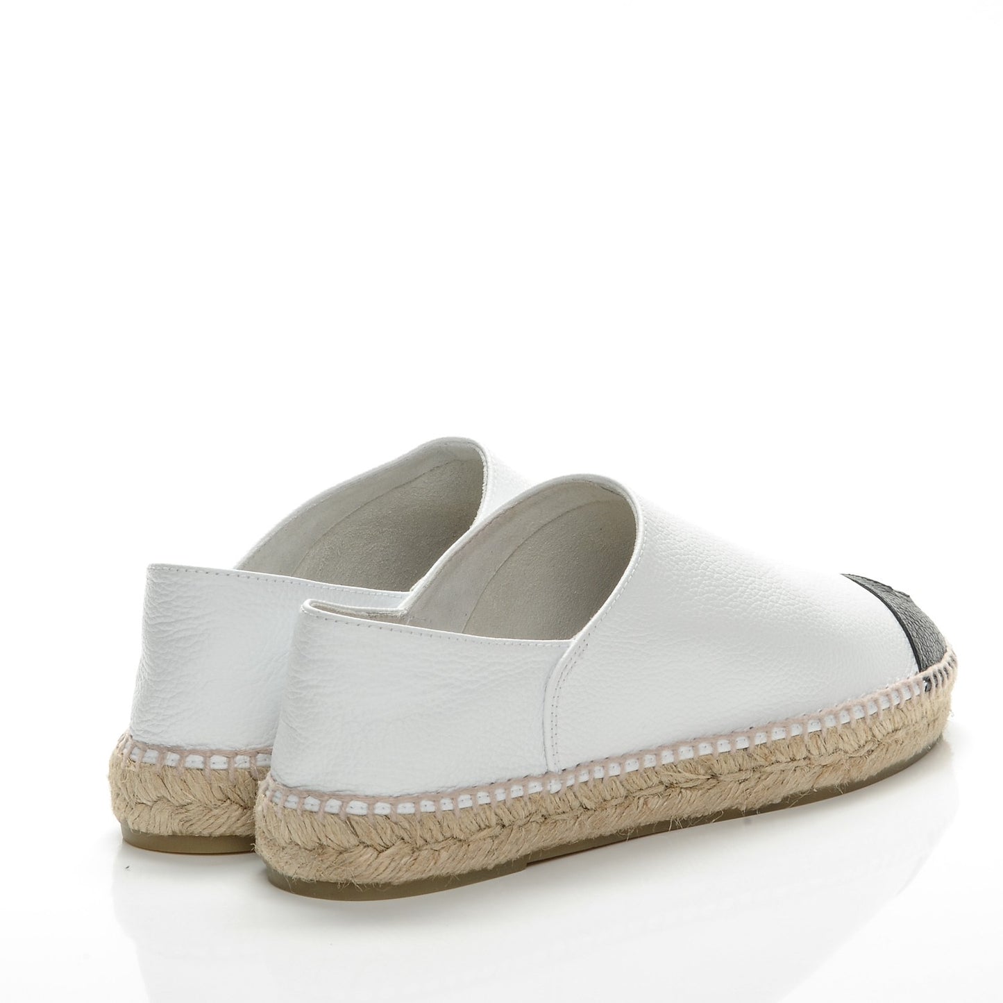 Grained Calfskin CC Espadrilles 40 White Black