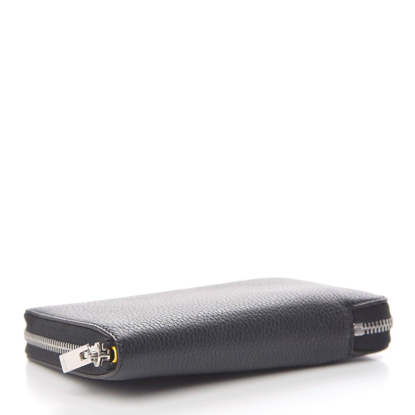 Drummed Calfskin Zip Around Multifunction Wallet Black Citron