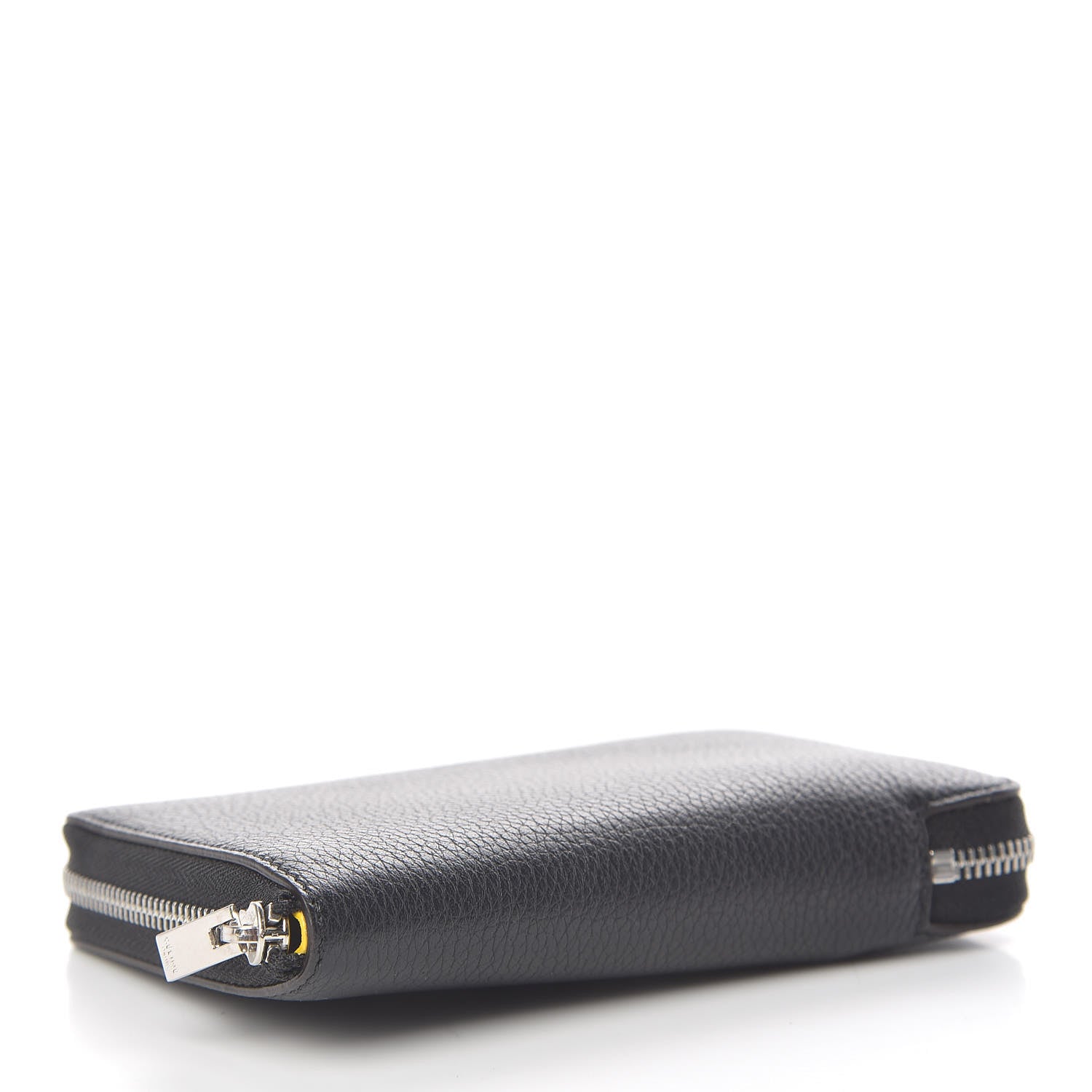 Celine Drummed Calfskin Zip Around Multifunction Wallet Black Citron 4 of 8