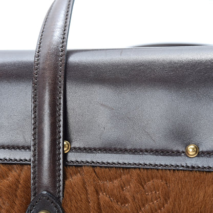 Gucci Calf Hair Calfskin Bamboo Bullet Satchel Brown 18 of 21