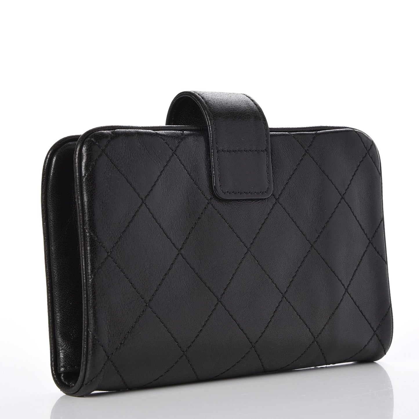Lambskin Quilted Large Pocket Wallet Black