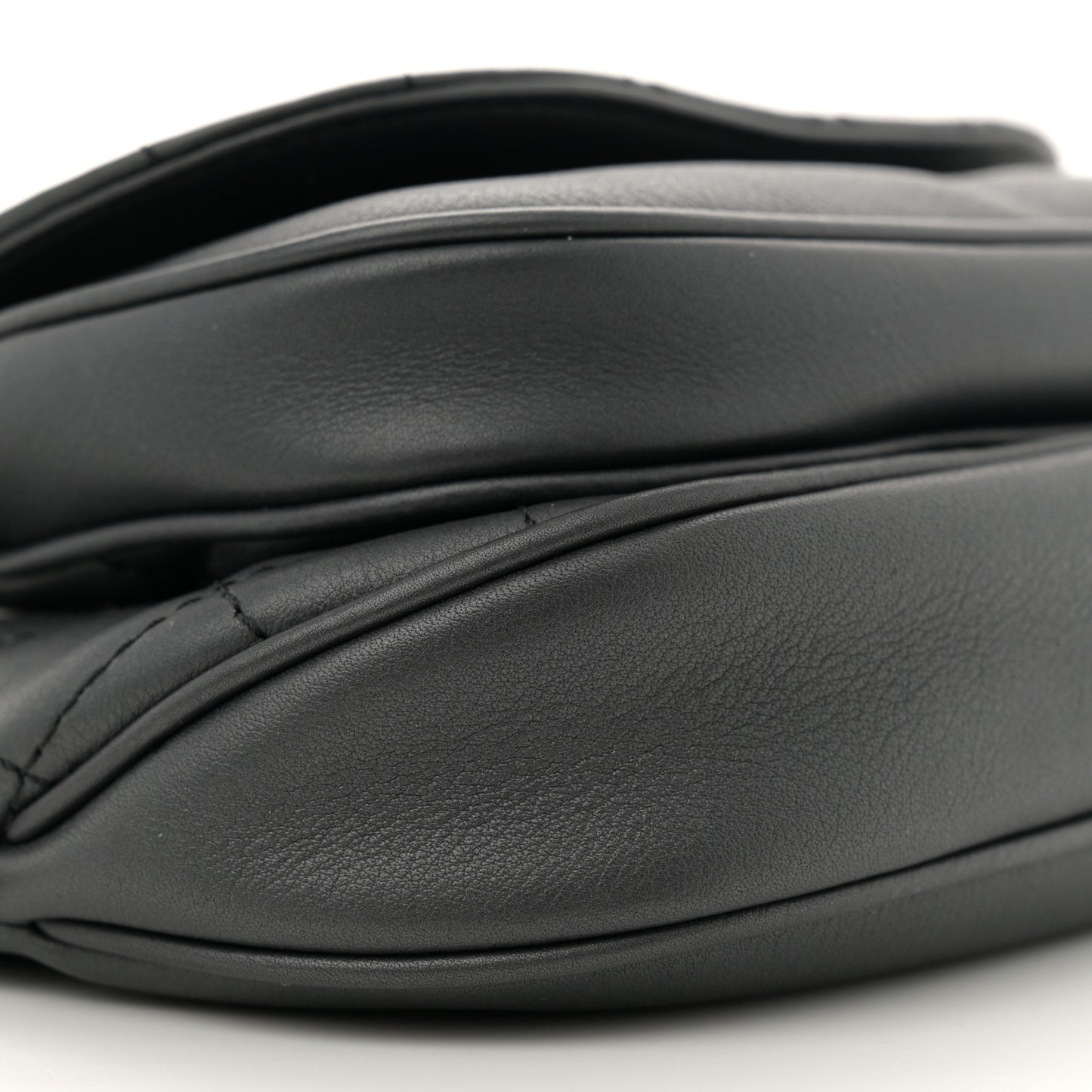 Metallic Calfskin Flap Chain Waist Bag Ruthenium
