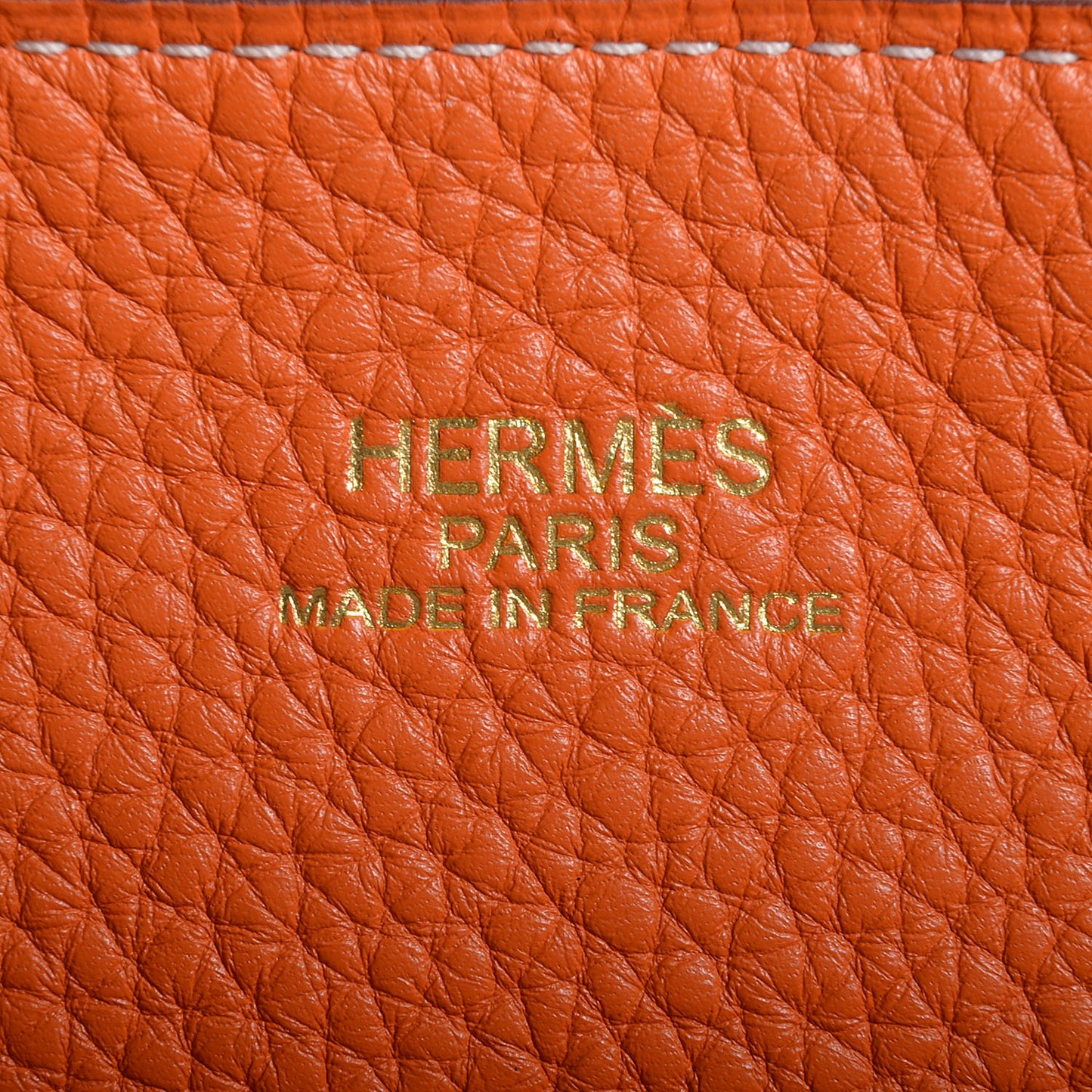 Taurillon Clemence Double Sens 36 Reversible Tote Gold and Orange