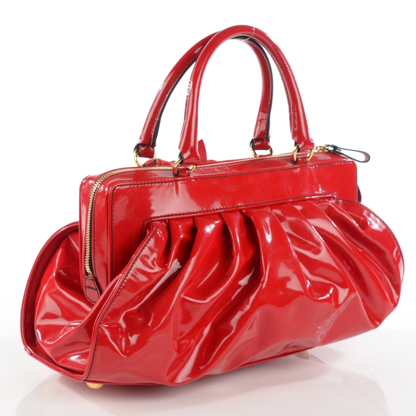 Coated Canvas Lacca Fleur Satchel Red