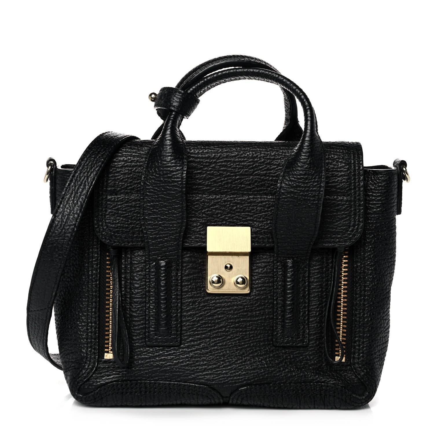 3.1 Phillip Lim Textured Calfskin Mini Pashli Satchel Black 1 of 12