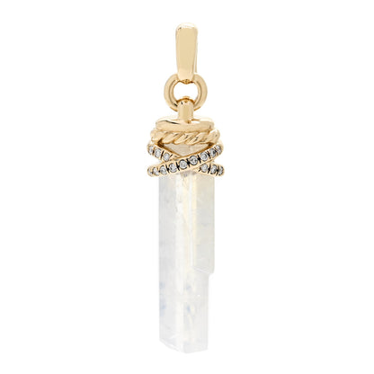 David Yurman 18K Yellow Gold Diamond Moonstone Wrapped Amulet Pendant 1 of 4