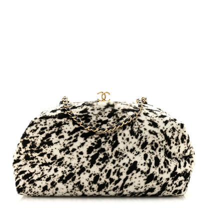 Chanel Lambskin Pony Hair Printed Clutch With Chain Black White 1 of 10