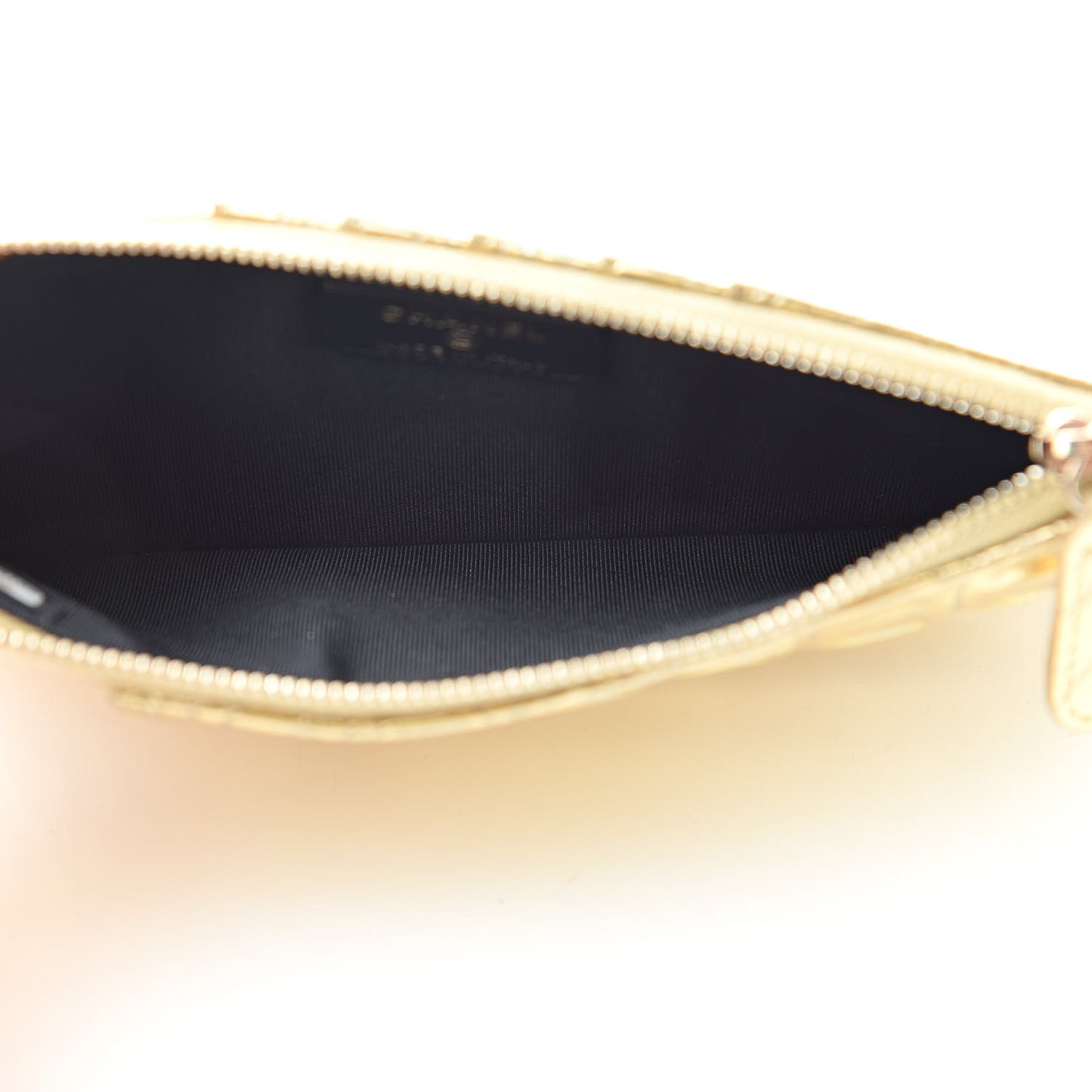 Calfskin Crocodile Embossed Cocodile Classic Flat Wallet Pouch Gold