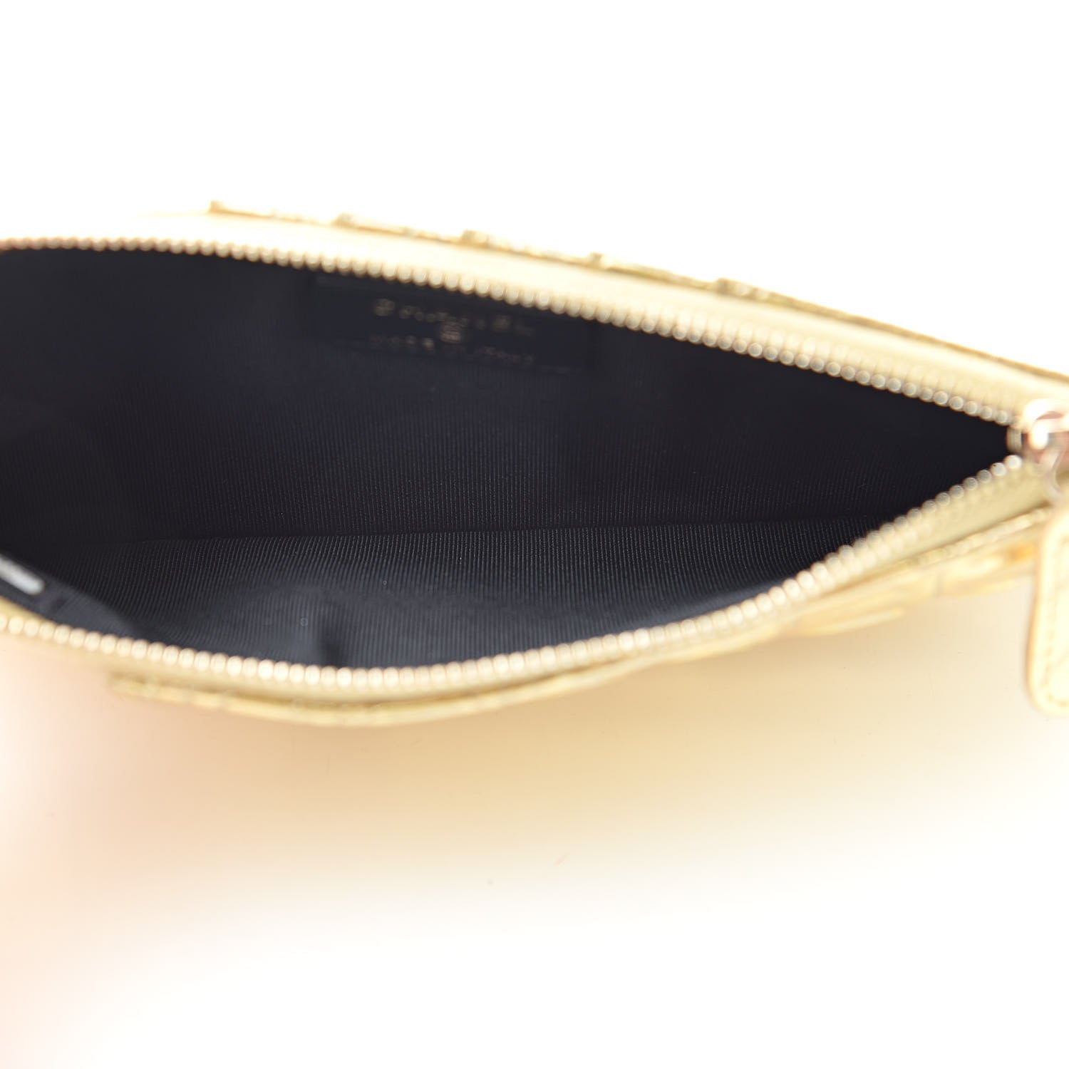 Chanel Calfskin Crocodile Embossed Cocodile Classic Flat Wallet Pouch Gold 5 of 10