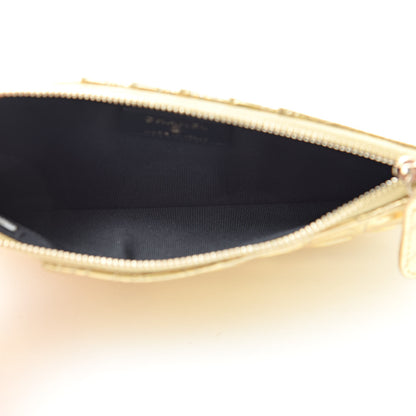 Chanel Calfskin Crocodile Embossed Cocodile Classic Flat Wallet Pouch Gold 5 of 10