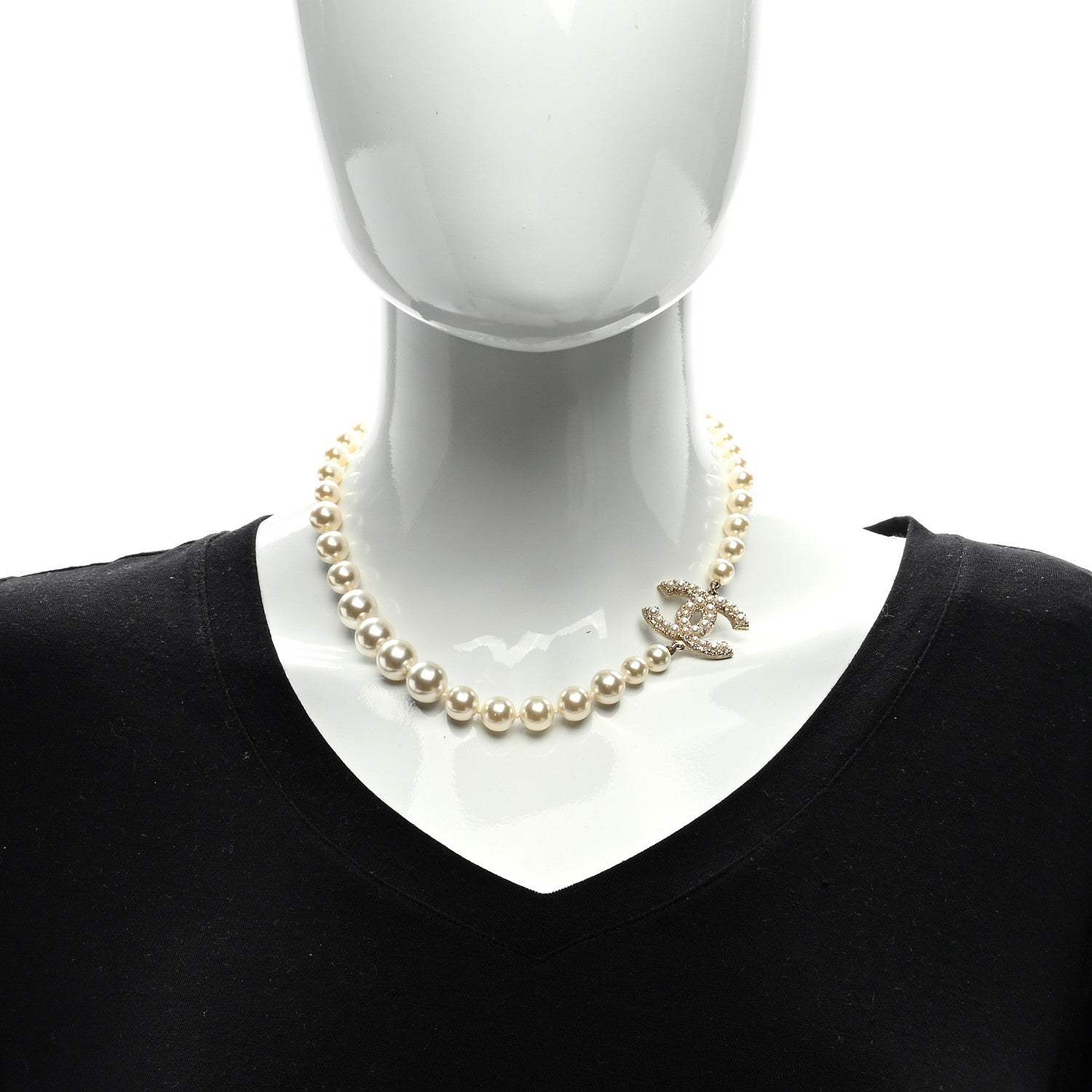 Chanel Graduated Pearl CC Short Necklace Gold 4 of 4
