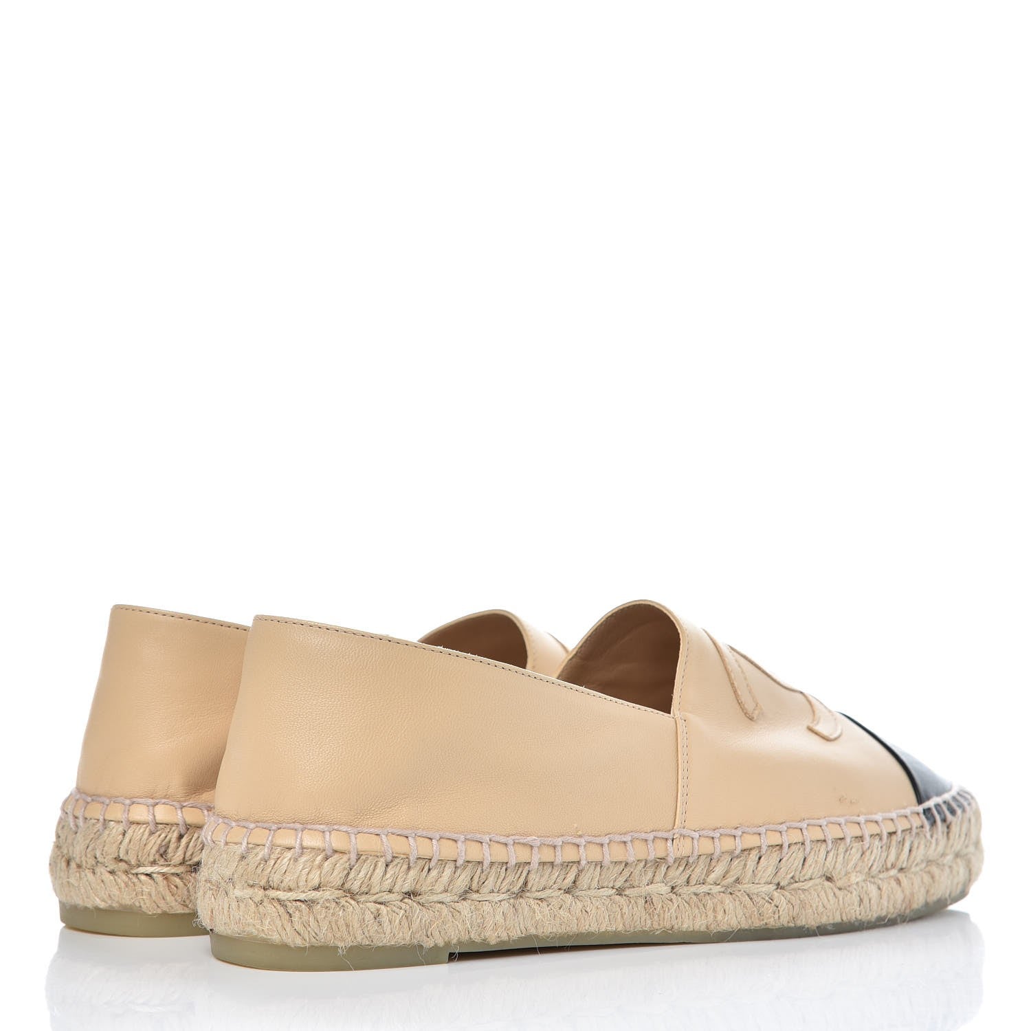 Chanel Lambskin CC Espadrilles 38 Beige Black 4 of 11