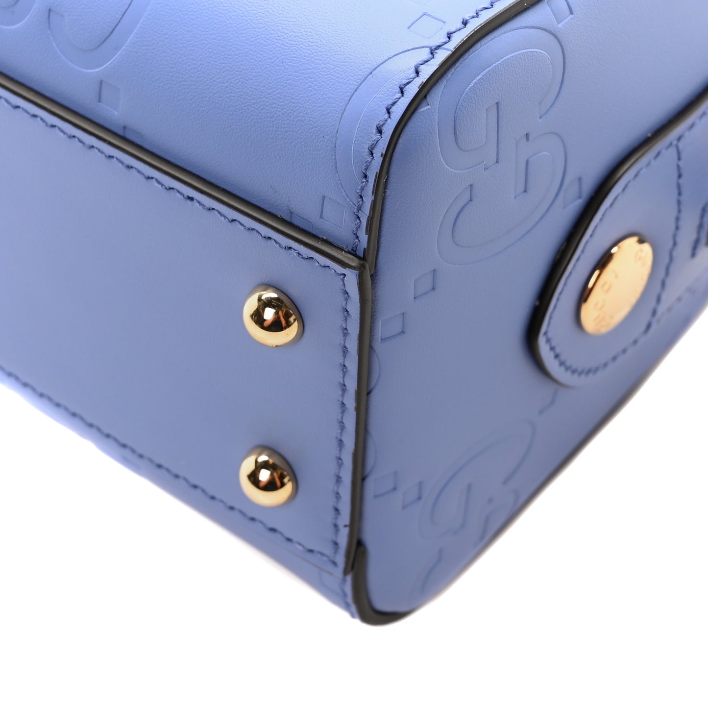 Calfskin Jumbo GG Embossed Super Mini Top Handle Bowler Bag Blue