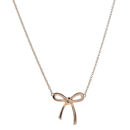 Tiffany 18K Rose Gold Mini Bow Pendant Necklace 1 of 6