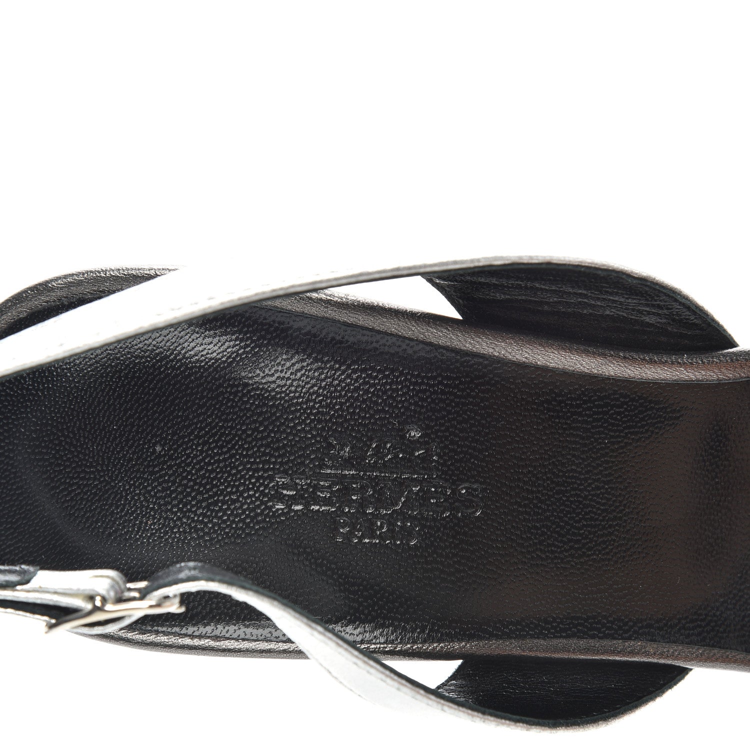 Hermes Metallic Nappa Night 70 Slingback Sandals 39.5 Canon De Fusil Argent 8 of 9