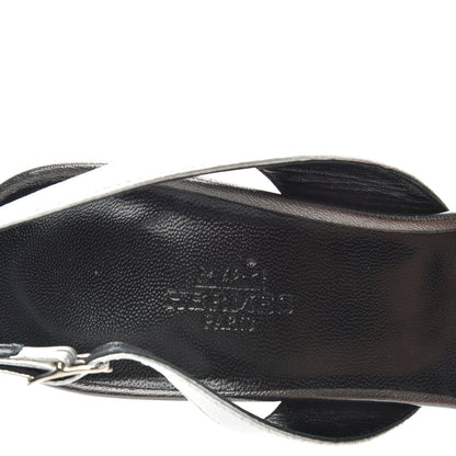 Hermes Metallic Nappa Night 70 Slingback Sandals 39.5 Canon De Fusil Argent 8 of 9