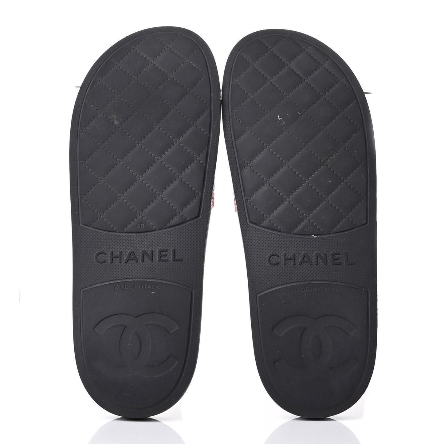 Rubber CC Flat Slide Sandals 40 Pink Red