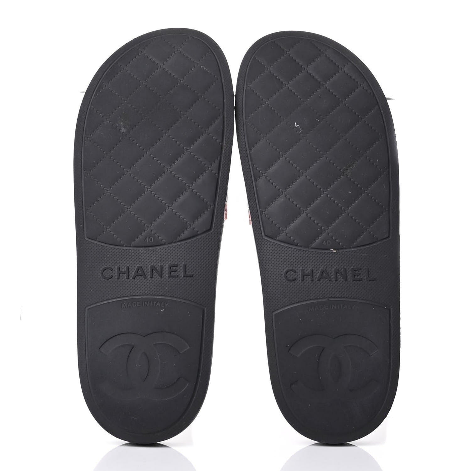 Chanel Rubber CC Flat Slide Sandals 40 Pink Red 5 of 6