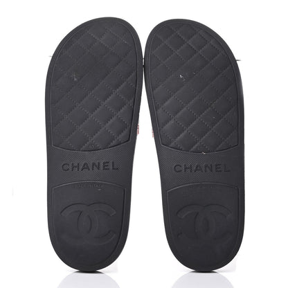 Chanel Rubber CC Flat Slide Sandals 40 Pink Red 5 of 6