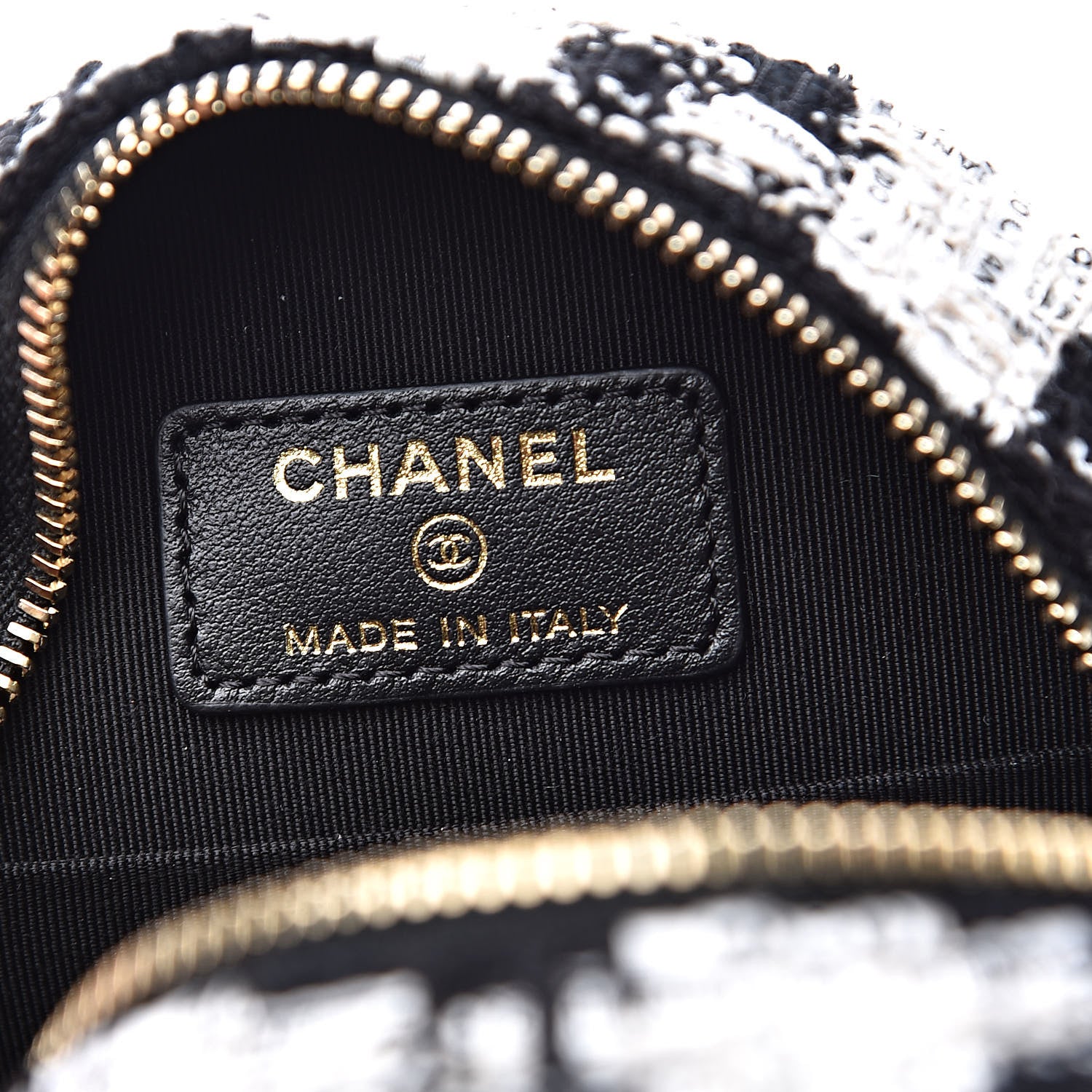 Chanel Tweed Round Clutch With Chain Black White 6 of 10