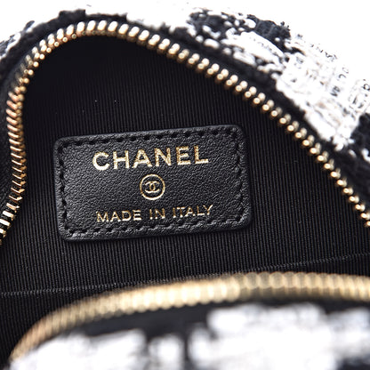 Chanel Tweed Round Clutch With Chain Black White 6 of 10