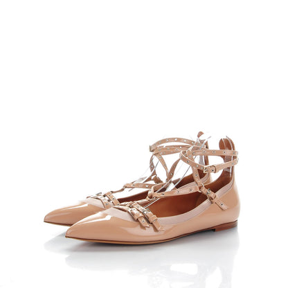 Valentino Garavani Patent Nappa Love Latch Ballerina Flats 38.5 Poudre 3 of 7