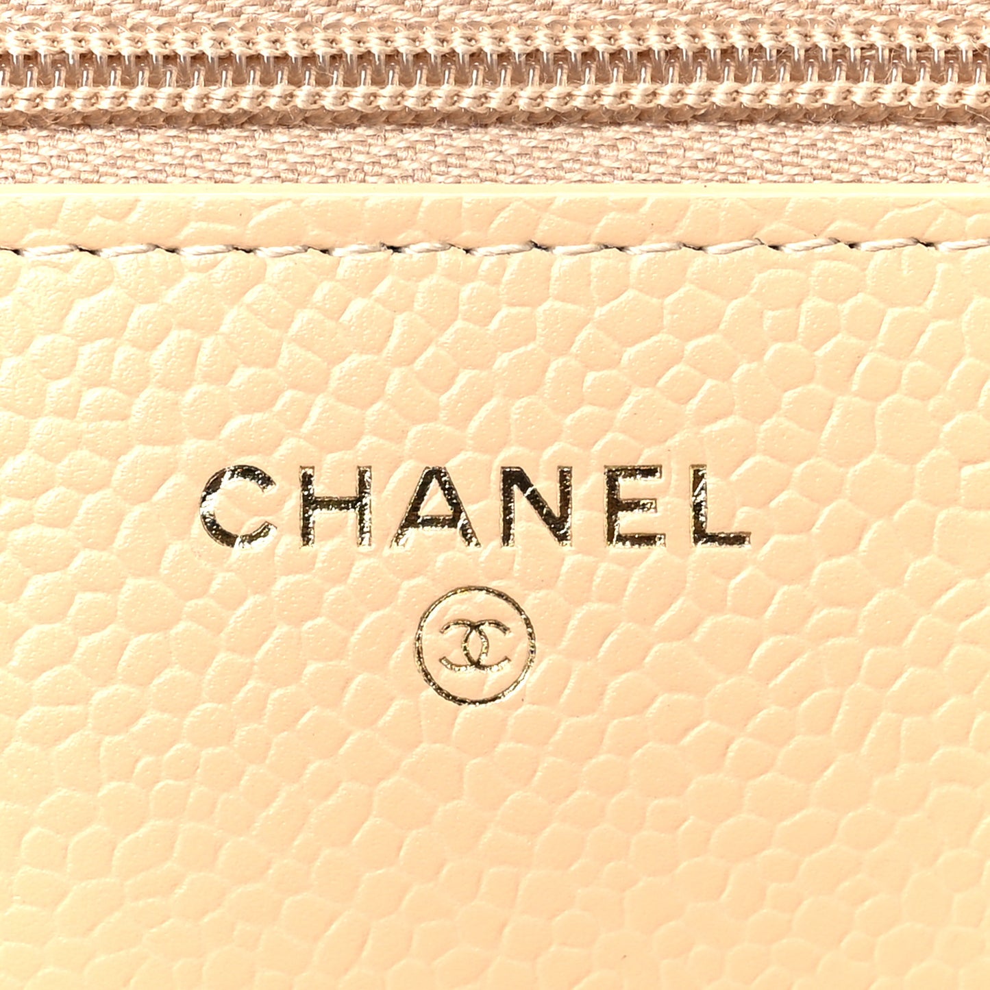 Caviar Quilted Wallet On Chain WOC Beige