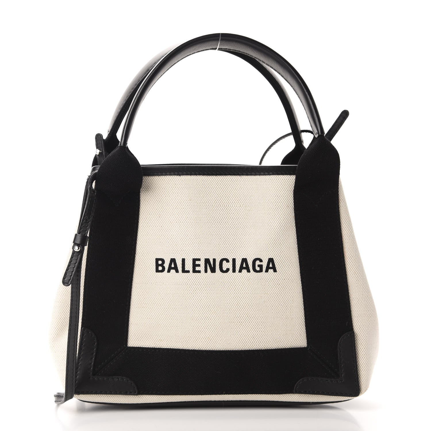 Balenciaga Cotton Canvas Calfskin Navy Cabas XS Natural Black 3 of 11