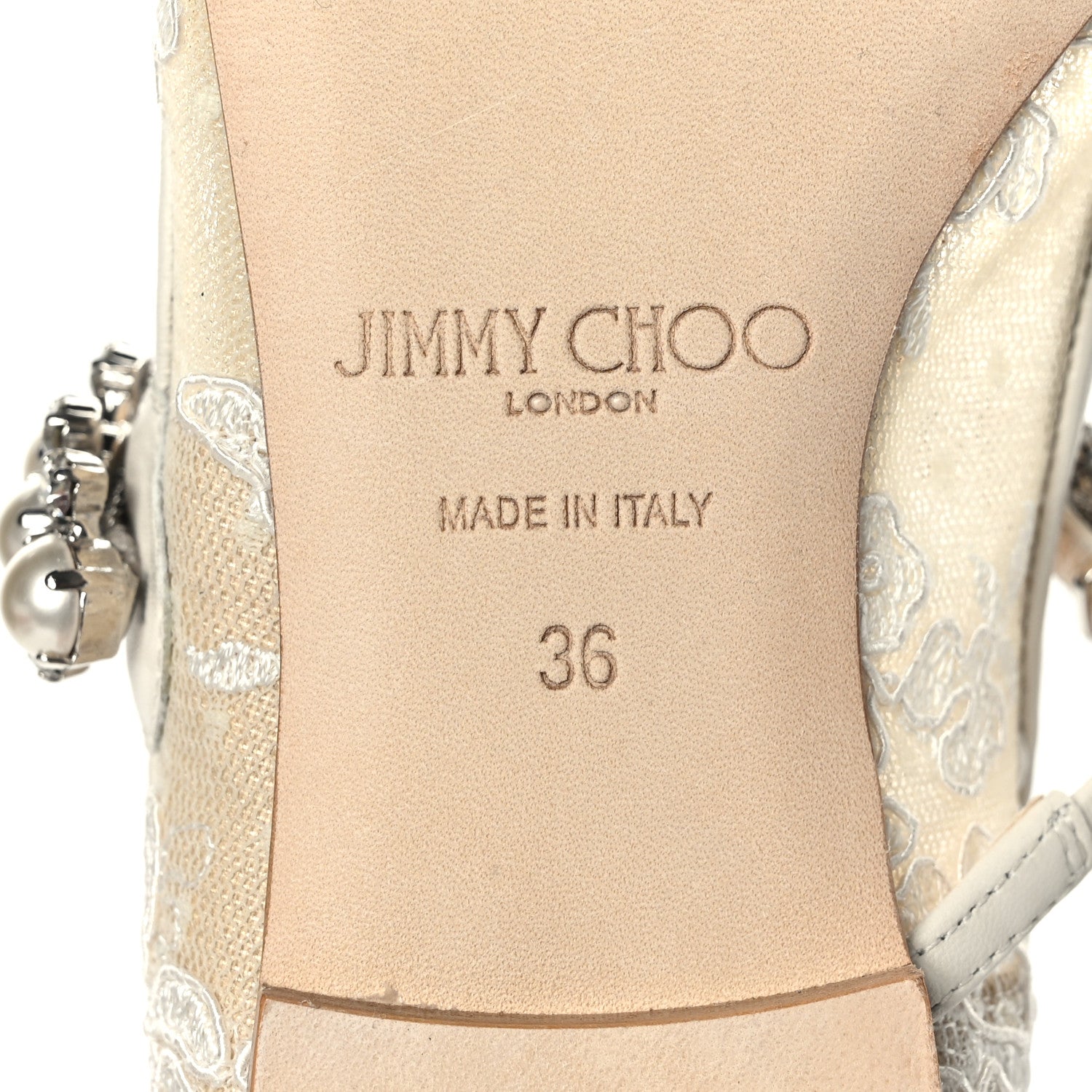 Jimmy Choo Floral Lace Crystal Pearl Baily Flats 36 Ivory 1199357