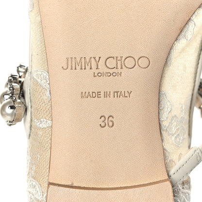 Jimmy Choo Floral Lace Crystal Pearl Baily Flats 36 Ivory 7 of 7