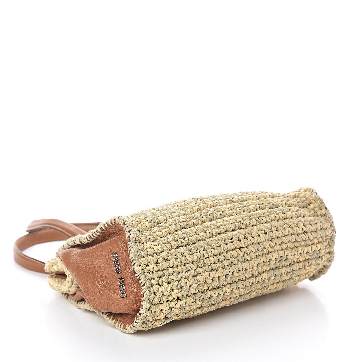 Miu Miu Raffia Calfskin Shoulder Bag Naturale 4 of 9