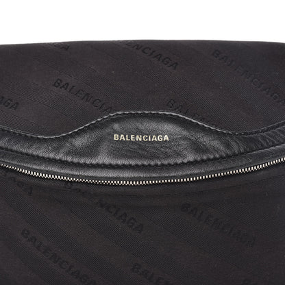 Balenciaga Canvas Jacquard Diagonal Allover Logo XS Souvenir Belt Bag Black 10 of 11