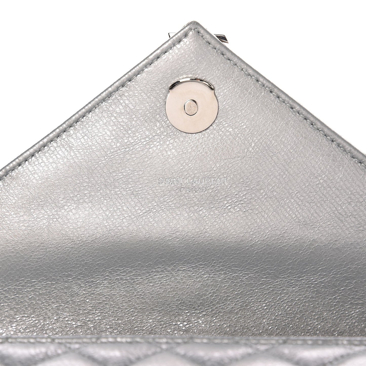 Metallic Calfskin Tri-Quilt Monogram Medium College Bag Gold Argento
