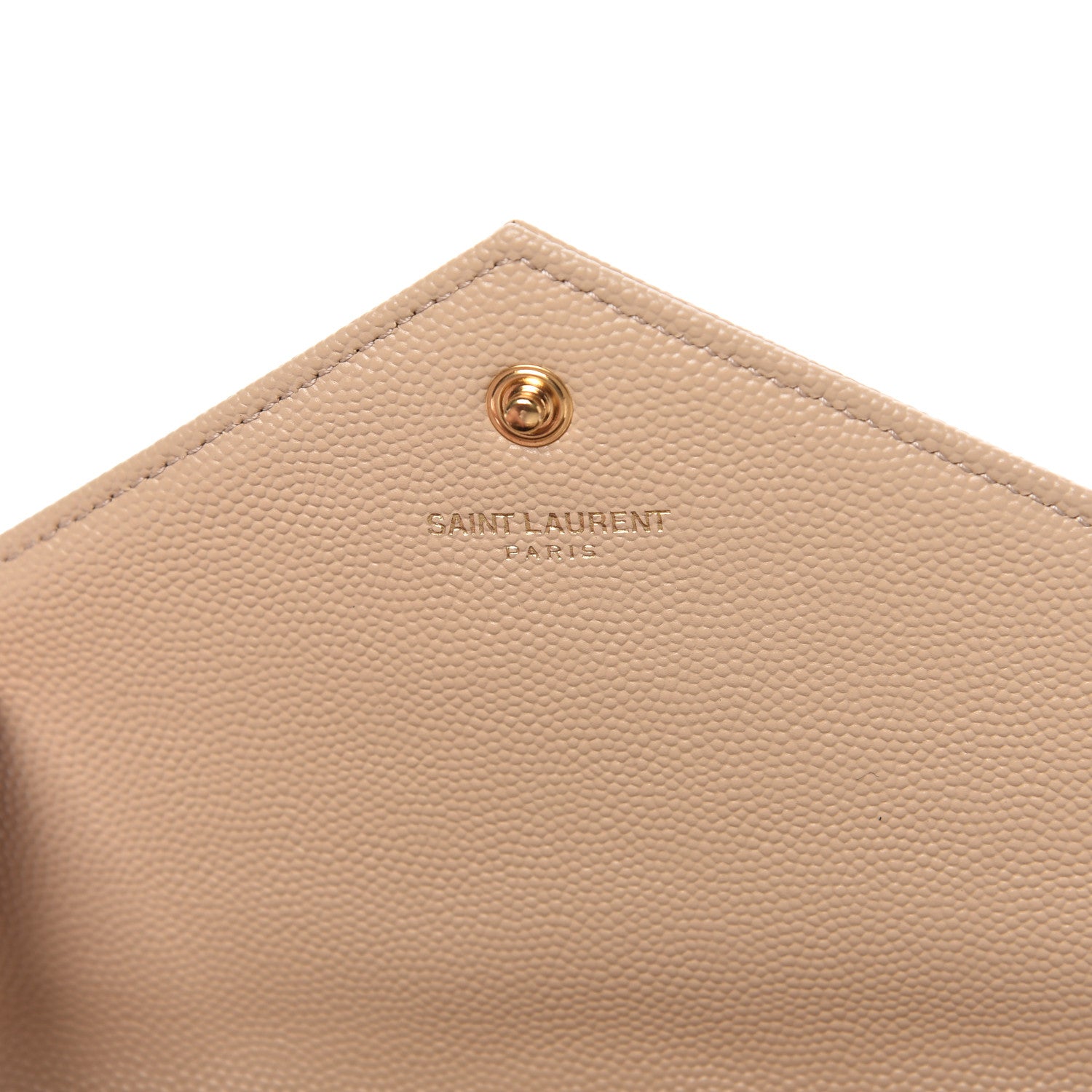 Saint Laurent Grain De Poudre Matelasse Chevron Monogram Chain Wallet Dark Beige 8 of 10