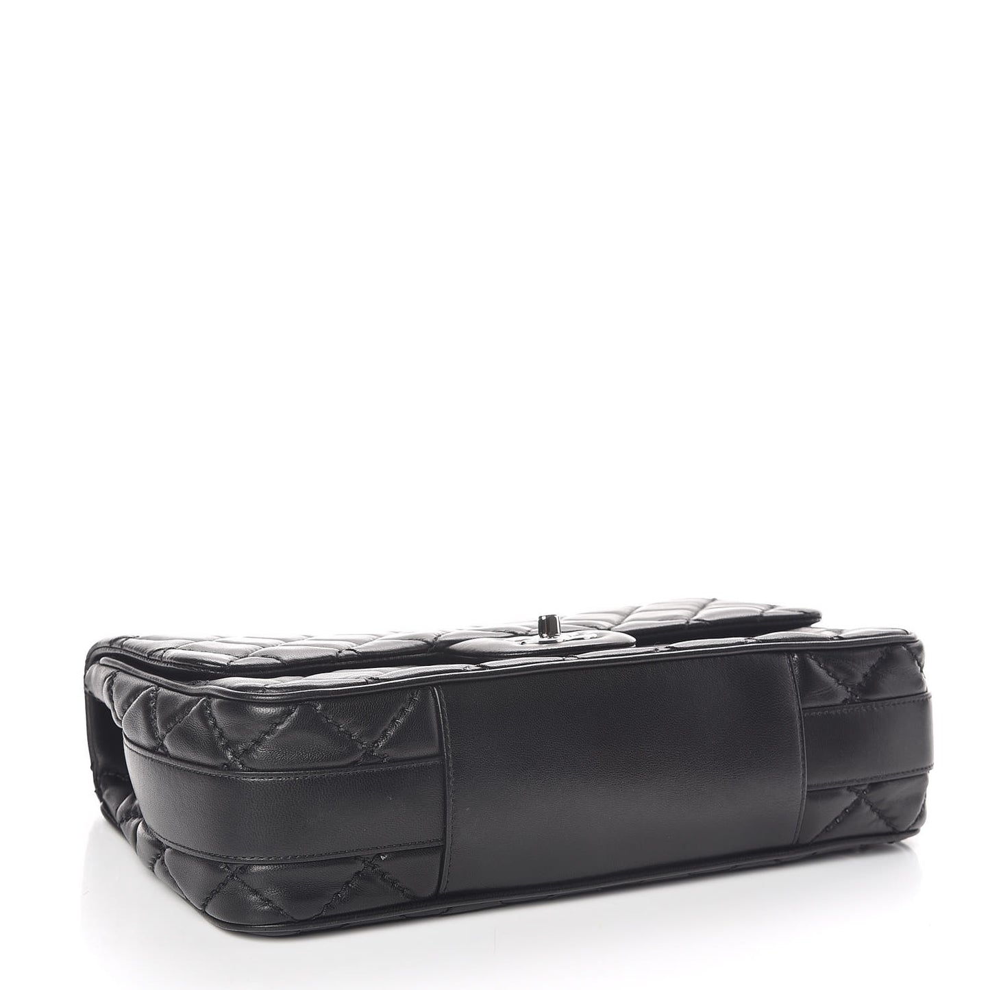 Lambskin Quilted Jumbo Easy Carry Flap Black
