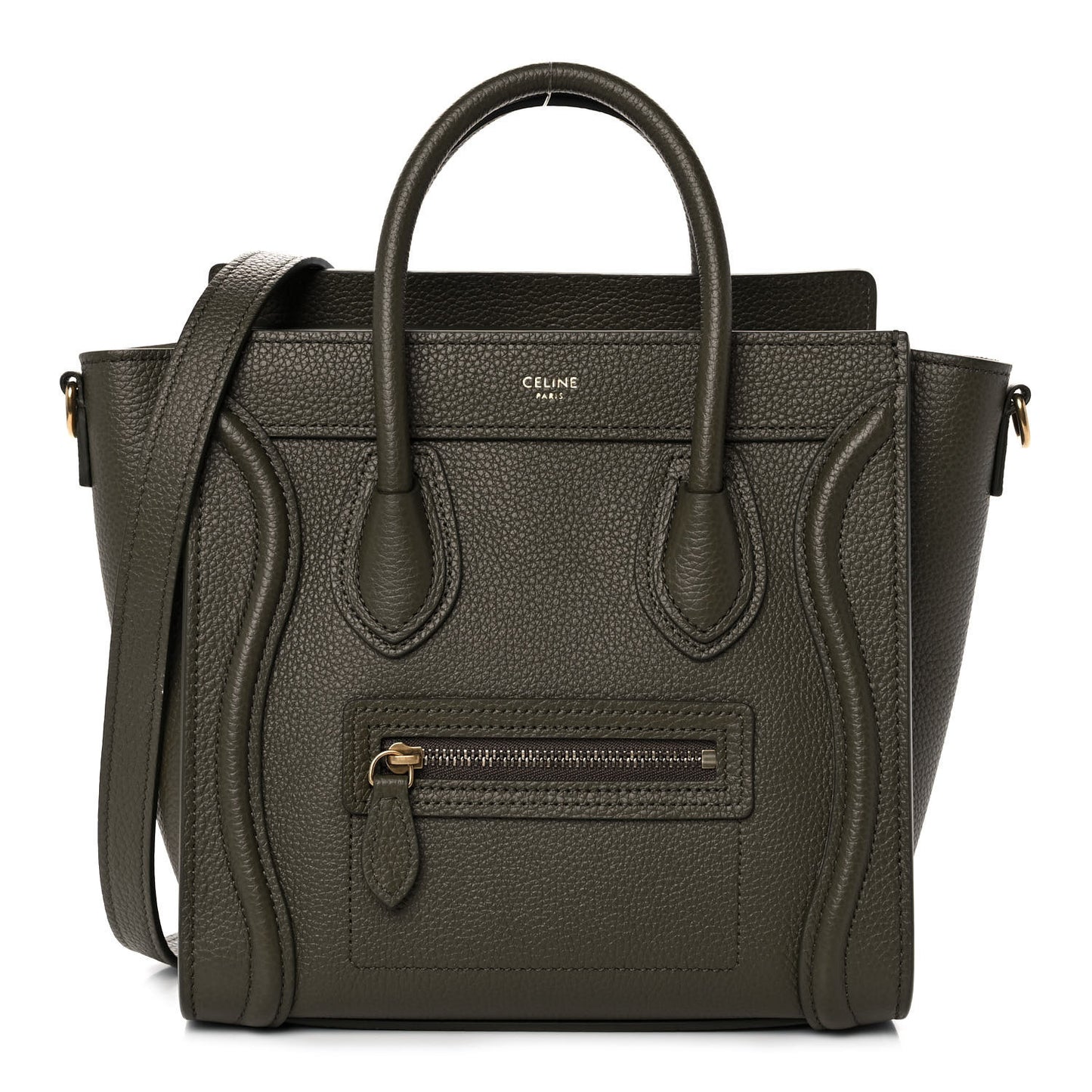 Drummed Calfskin Nano Luggage Army Green