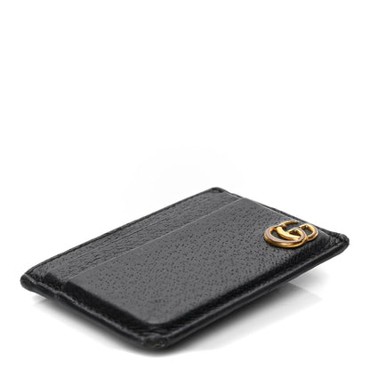 Gucci Calfskin Boar Effect GG Marmont Card Holder Money Clip Black 3 of 5