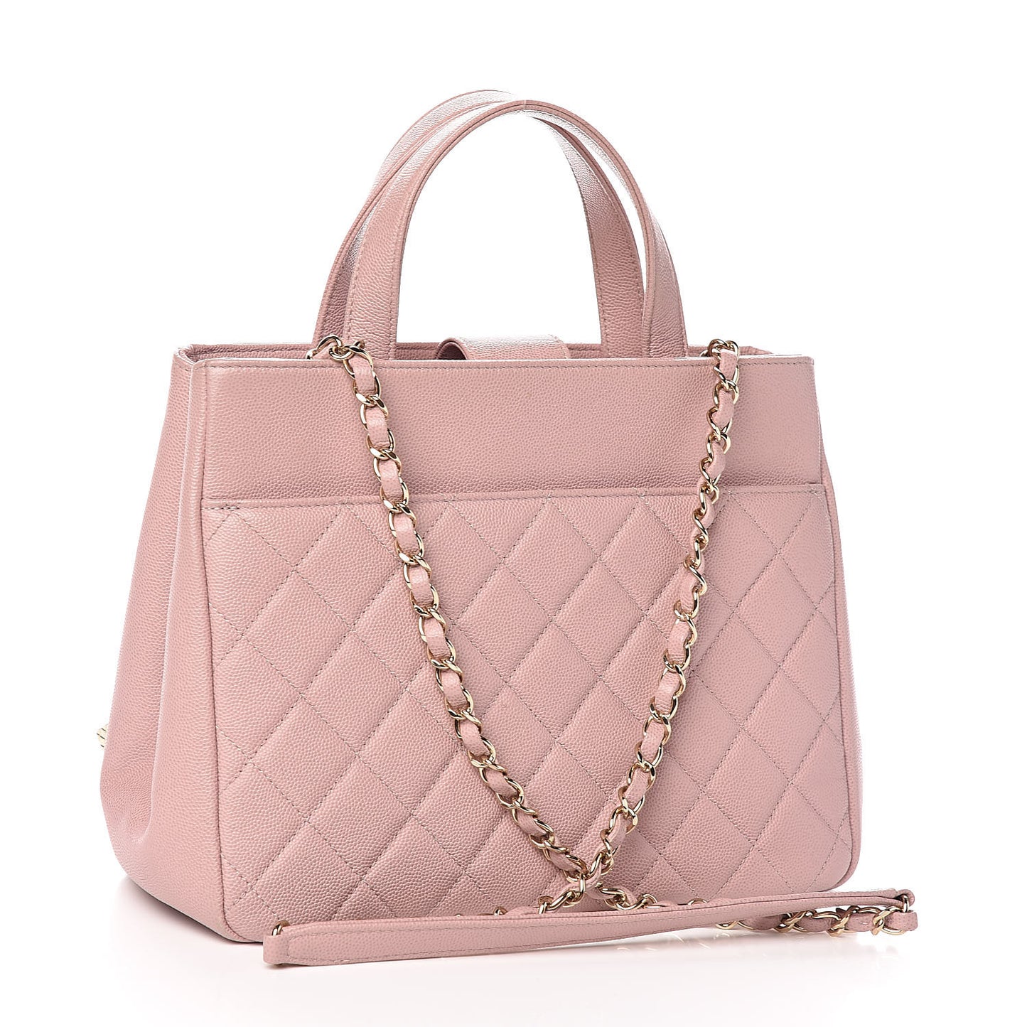 Caviar Quilted Small Business Affinity Shopping Bag Light Pink