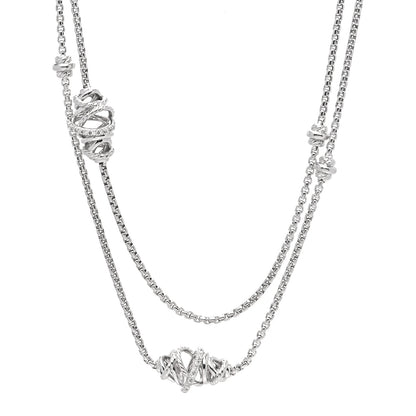 David Yurman Sterling Silver Diamond Crossover Station Necklace 1 of 4