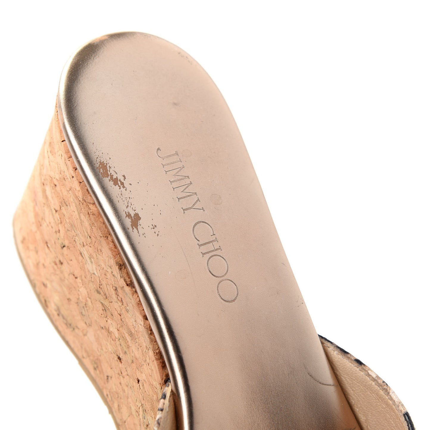 Snakeskin Prima Cork Wedge Sandals 37 Natural