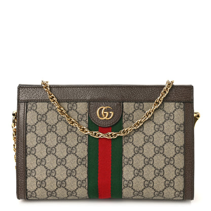Gucci GG Supreme Monogram Web Small Ophidia Chain Shoulder Bag Brown 1 of 9