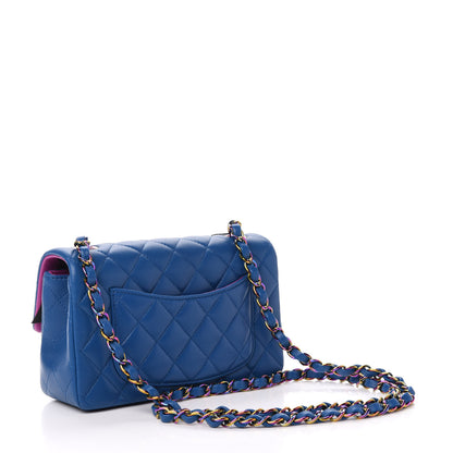 Chanel Lambskin Quilted Mini Rectangular Flap Blue Purple 3 of 10