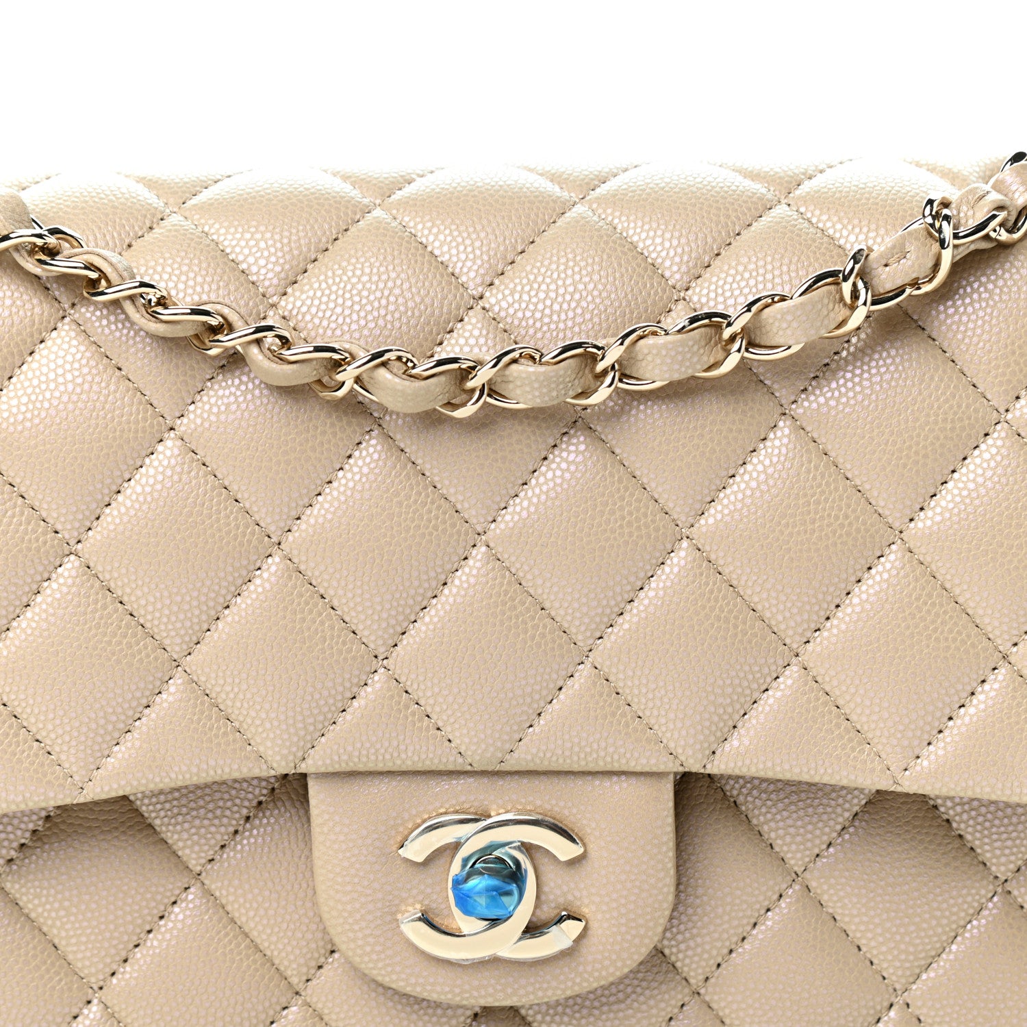Chanel Iridescent Caviar Quilted Medium Double Flap Dark Beige 10 of 12